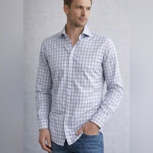 Eton Blue and White Checkered Button Down Shirt- Unisex
